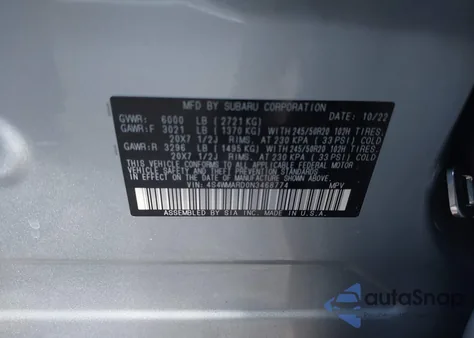 2022 Subaru Ascent Touring from USA, damaged, VIN 4S4WMARD0N3468774